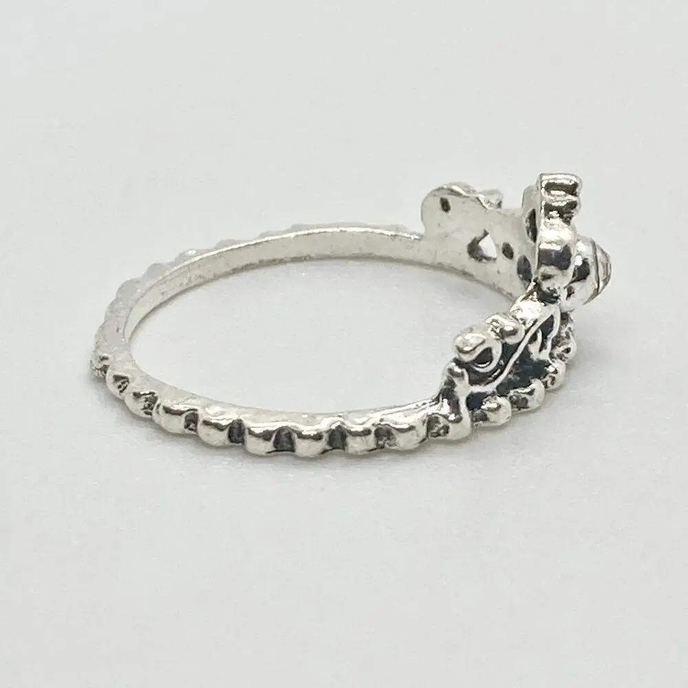 Size 6.75 Silver Tone Princess Crown Ring